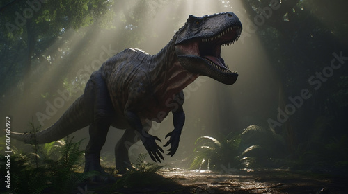 Tyrannosaurus rex roaring in the jungle © Gimbalock