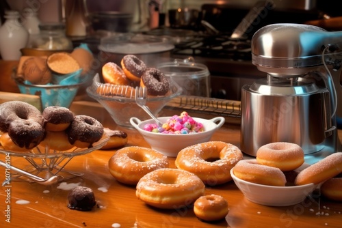 make donuts mix topping in the kitchen stuff food photography