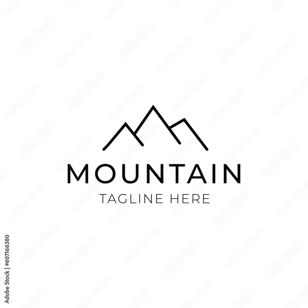 Fototapeta premium Black retro Mountain,outdoor logo design template vector 