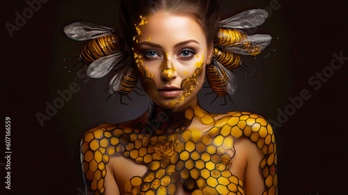 Bee Goddess. Generative AI, non-existent person.	