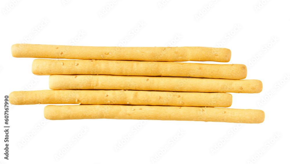 grissini or breadsticks isolated on white background. breadsticks isolated . Top view. Grissini sticks.