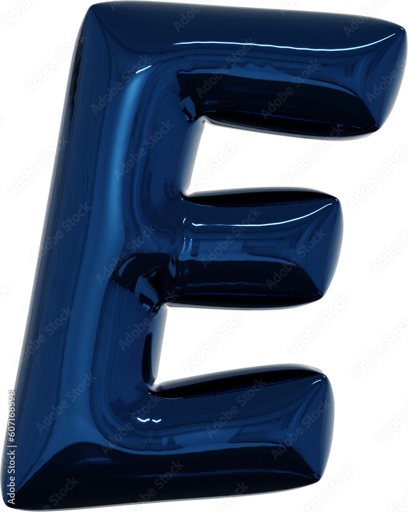 3d rendering of the alphabet letter made of blue foil balloon isolated
