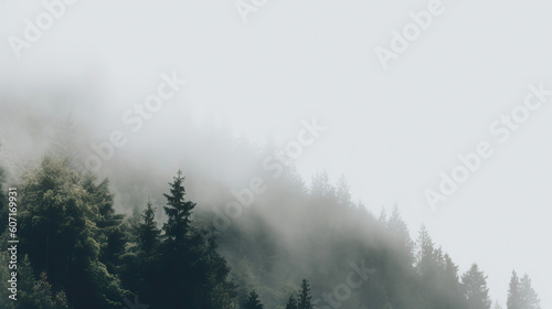Nebel   ber einem Wald