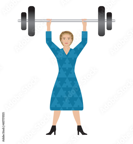el
Strong mature woman weight lifting. Isolated. Vector illustration.
