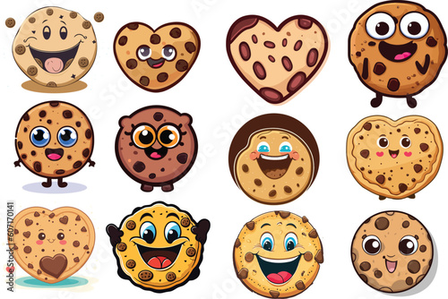 Set of Cookie character - Heart and Round Shaped cookie © SK