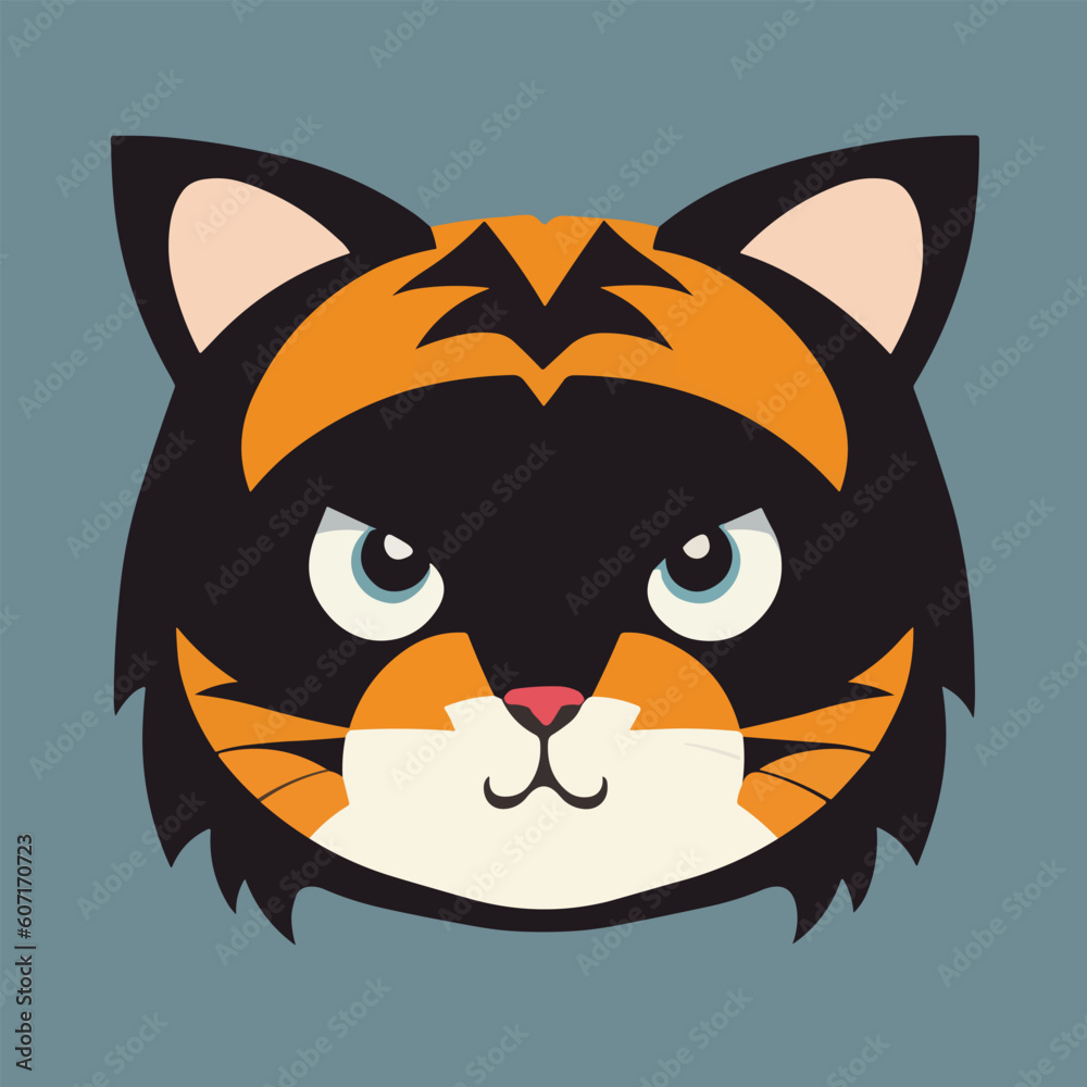Obraz premium Cute vector illustration or icon of a tiger