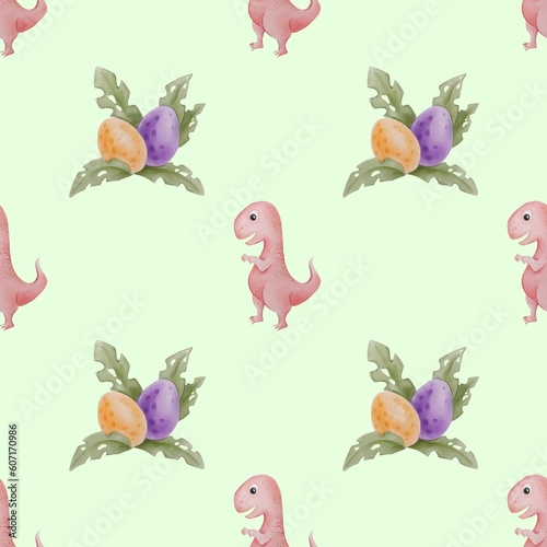 Seamless pattern for kids with dinosaurs cute