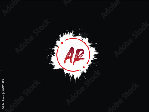 AR Brush Letters logo, ar ra Business Logo Icon Vector with Red and Black Swoosh Brush Front Design