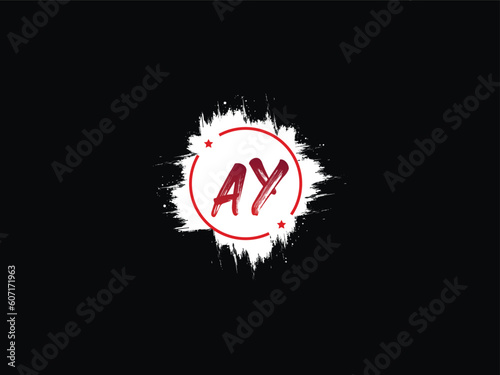 AY Brush Letters logo, ay ya Business Logo Icon Vector with Red and Black Swoosh Brush Front Design