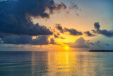 Beautiful cloudy sunrise over ocean in Dominican Republic