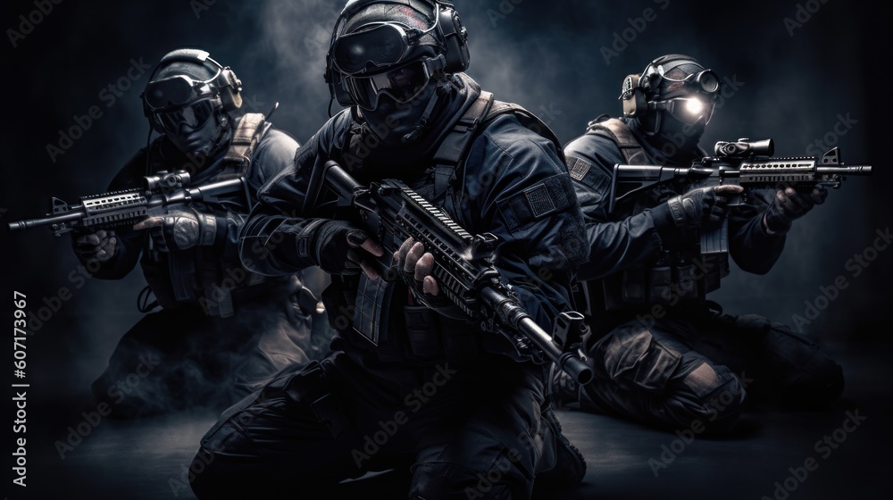 Team of elite special forces soldiers executing a covert mission behind enemy lines, showcasing their tactical skills, advanced weaponry, and stealthy maneuvers