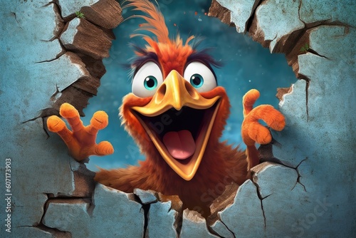Cute Cartoon Chicken Peekin...