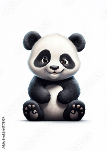 Cute panda sitting cartoon isolated on a white background illustration animation style 