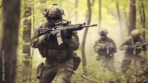 Wallpaper Mural Team of elite special forces soldiers executing a covert mission behind enemy lines, showcasing their tactical skills, advanced weaponry, and stealthy maneuvers Torontodigital.ca