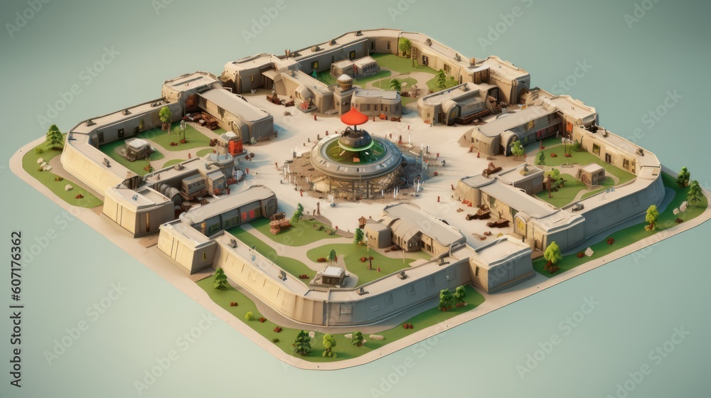 Obraz premium Military Base Game Artwork