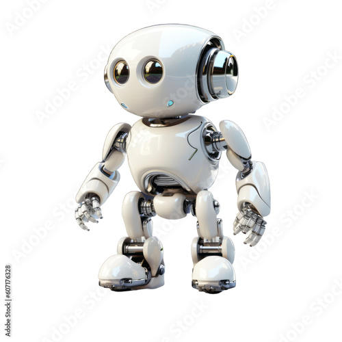 Sleek Toy Future Glossy White Robot - 3D Character Design - Transparent Background - made with Generative AI