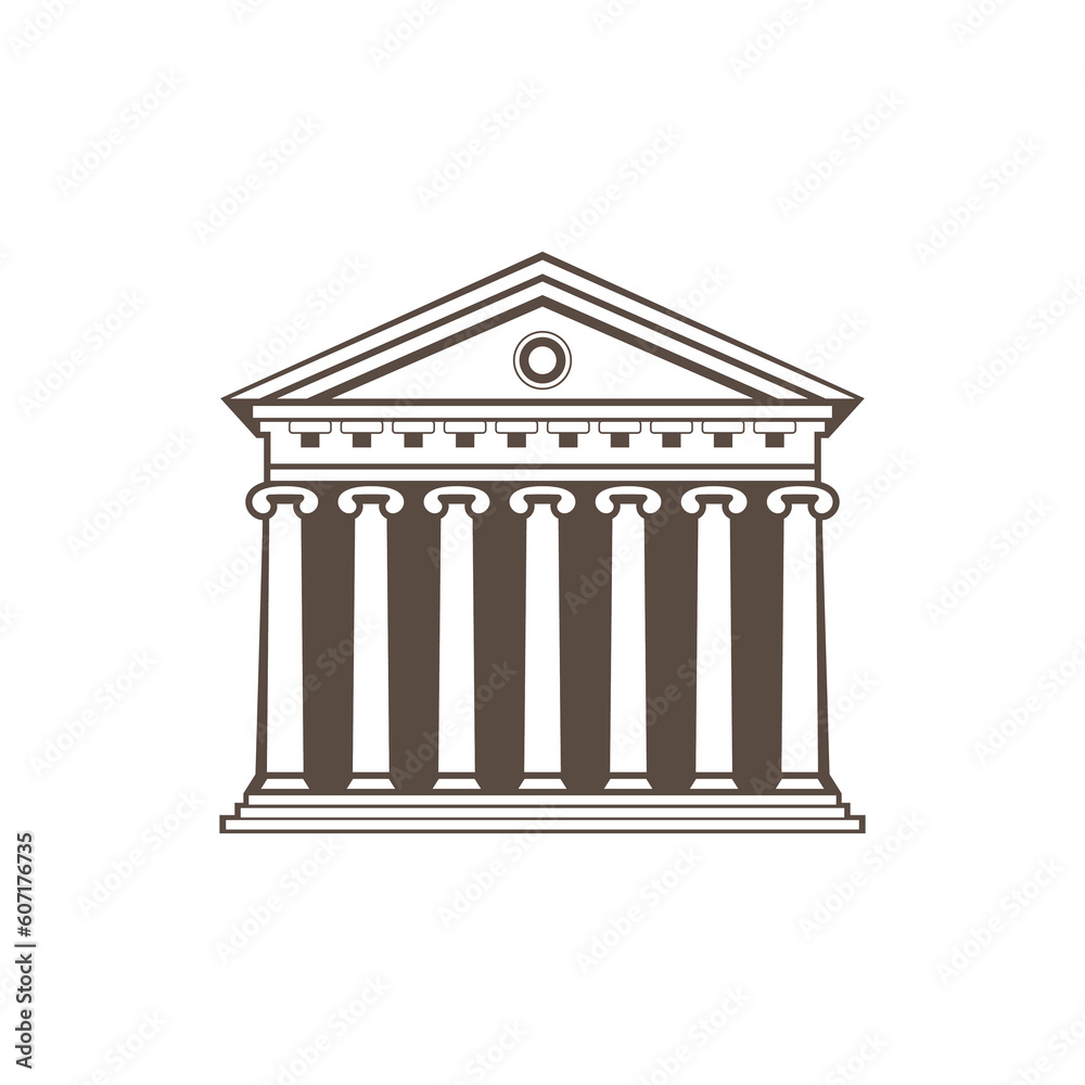 Ancient Roman temple style building. bank style, vector illustration logo, symbol, icon, isolated on white background