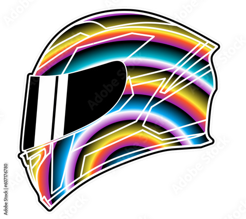  Limited edition beautiful colourful rainbow sport adventure helm helmet design for logo or commercial illustration