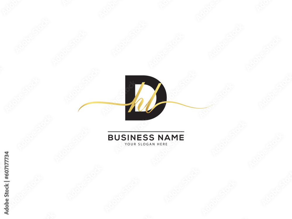 Simple Initial DHL d h l Letter Signature Logo For Luxury Shop - obrazy, fototapety, plakaty 