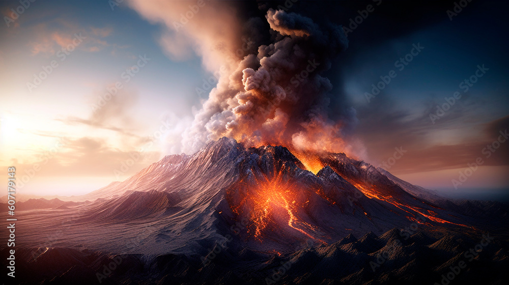 the beginning of a major volcanic eruption. Generative Ai. 