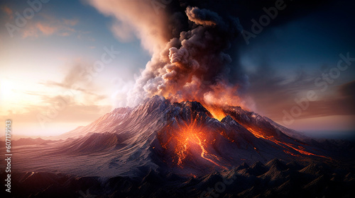 the beginning of a major volcanic eruption. Generative Ai. 