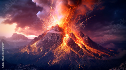 active volcanic eruption. Generative Ai. 
