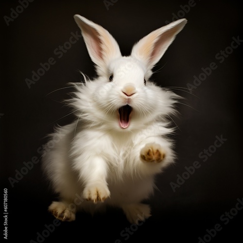 Lionhead Bunny Enjoying a Playful Hop, A Burst of Joy