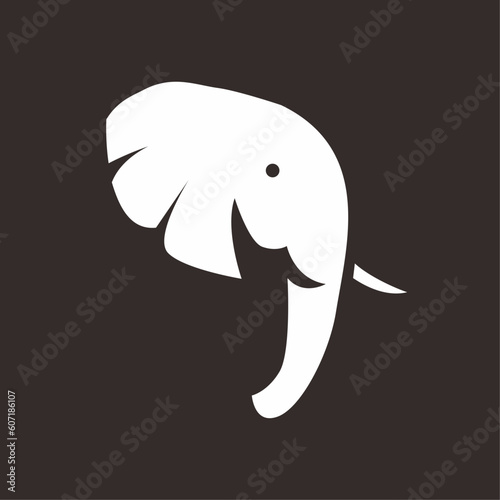 elephant head logo minimalist with black background