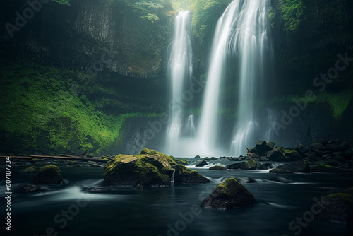 Majestic waterfalls. Made by generative AI.