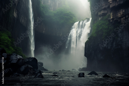 Majestic waterfalls. Made by generative AI. © Willem505