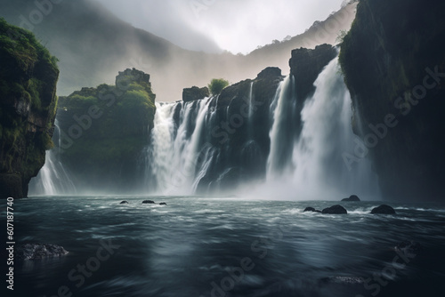 Majestic waterfalls. Made by generative AI.