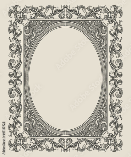 antique frame vintage engraving vector illustration
