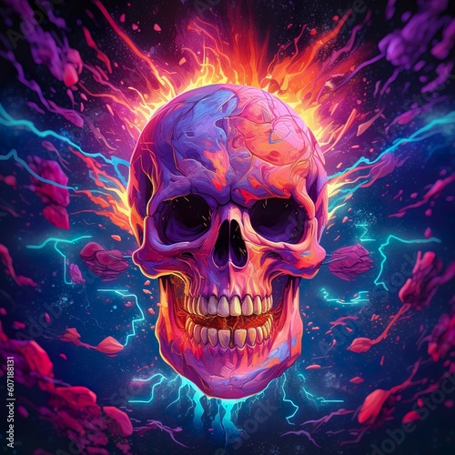 Psychedelic Skull - AI Generated