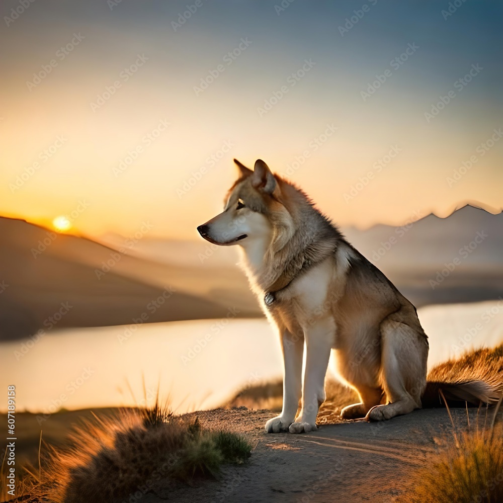 wolf in the sunset wolf in the sunset