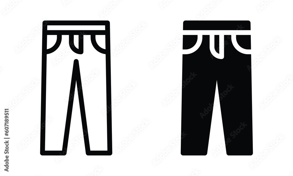 Trousers icon with outline and glyph style. Trousers icon with outline and glyph style.