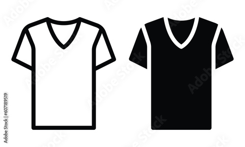 V neck t-shirt icon with outline and glyph style.