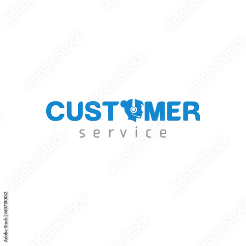 CUSTOMER SERVICE Wordmark Logo - Customer service symbol replacing letter O.
