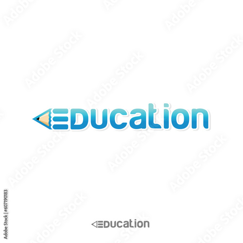 EDUCATION Wordmark Logo - The initial E becomes a pencil as symbol of education.