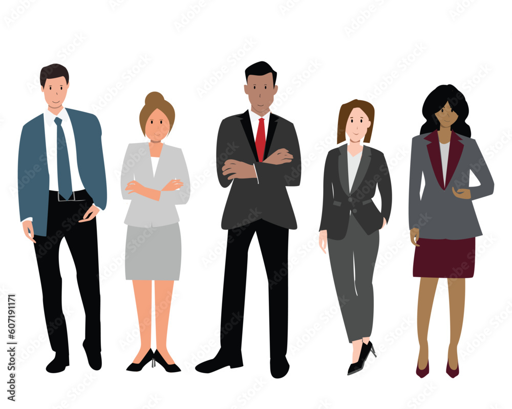 diverse businessman and businesswoman standing and wearing formal suits for teamwork or show as office worker diverse businessman and businesswoman standing and wearing formal suits for teamwork or show as office worker