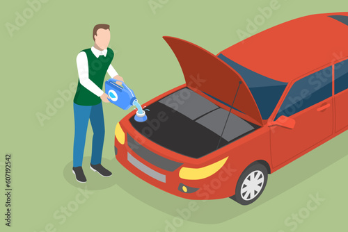 3D Isometric Flat Vector Conceptual Illustration of Windscreen Washer Liquid, Bug Remover