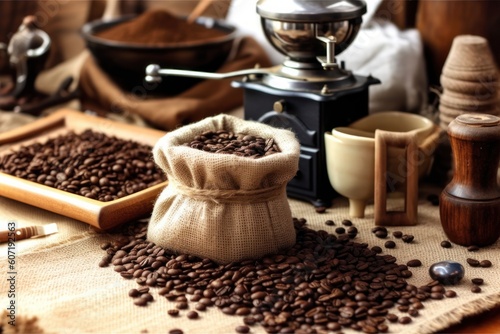 make traditional grind coffee and stuff food photography photo