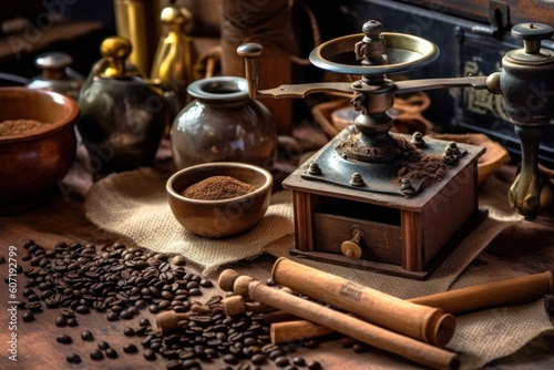 make traditional grind coffee and stuff food photography photo