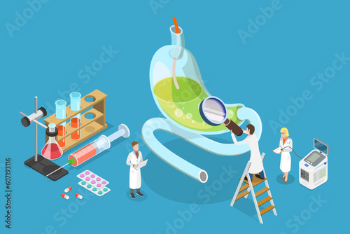 3D Isometric Flat Vector Conceptual Illustration of Gastroenterology, Digestive Diagnostic Procedure