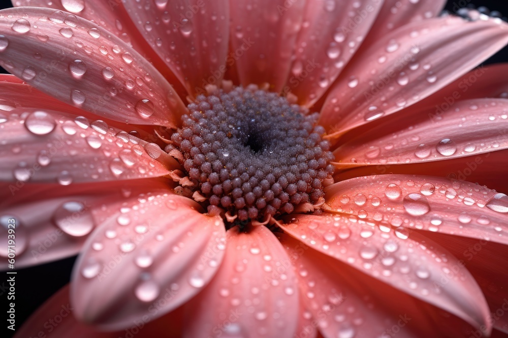 Portrait macro daisy flower with water drops AI Generative Portrait macro daisy flower with water drops AI Generative