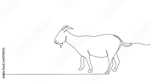 Continuous line of Eid Al Adha banner design. goats background for Muslim Community Festival. Single line Muslim Hari Raya fit for qurbani day, Eid Al Adha in doodle one line style