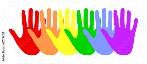 Colorful Rainbow Hands Set. Pride Flag Symbol