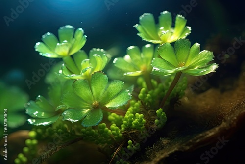 Portrait macro water fern with light exposure AI Generative