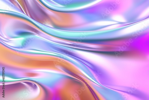 Abstract fluid holographic pastel curved wave in motion colorful background  Gradient design. Generative AI