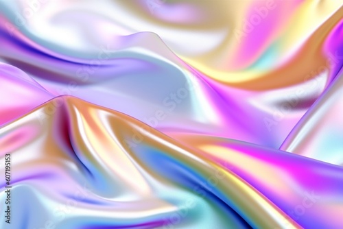 Abstract fluid holographic pastel curved wave in motion colorful background  Gradient design. Generative AI