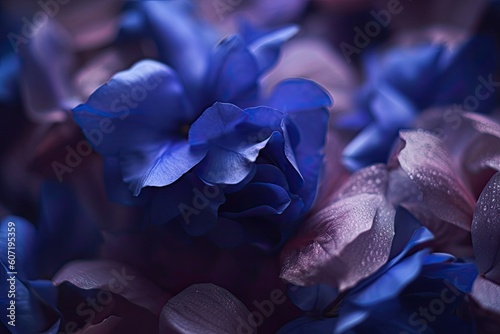 Portrait macro blue flower AI Generative